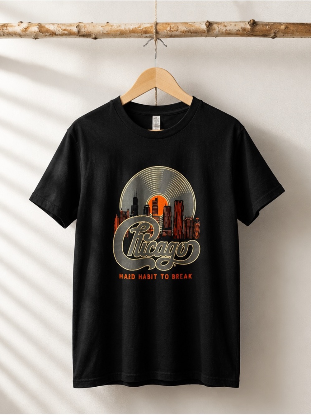 Chicago Graphic Black T-Shirt - 'Hard Habit to Break'